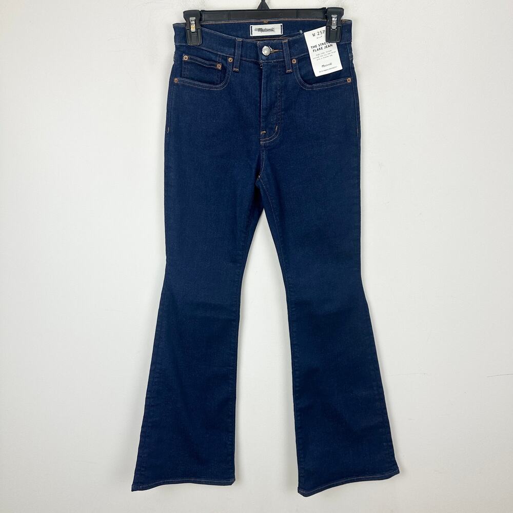 Madewell The Petite Stretch Flare Jean Rinse Wash Dark Blue High Rise US 25P NWT - Picture 6 of 12